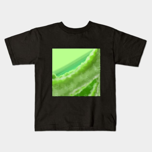 Green Color Therapy Clouds Kids T-Shirt by AQueerArtist